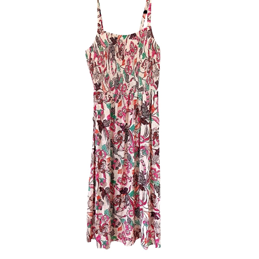 Old Navy Cream Floral Tropical Smocked Sundress Women's S Tall